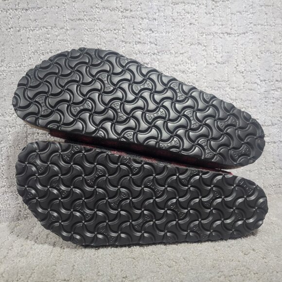 Birkenstock Arizona Shearling Mens Size EU 43 US 10 Rivet Plaid Red Slide Sandal - Picture 7 of 12